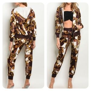 BROWN MUSTARD TOP AND PANT SET